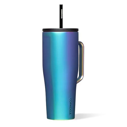 Corkcicle Cold Cup XL Insulated Tumbler with Handle, Lid, & Straw, Dragonfly, 30 oz – Reusable Cupholder Friendly Water Bottle Keeps Drinks Cold 12hrs