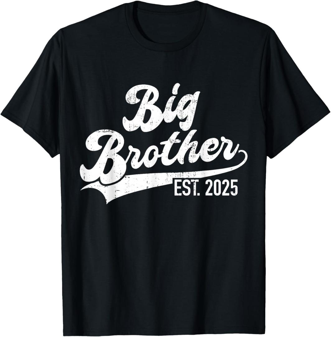 Big brother est. 2025 for pregnancy announcement or new baby T-Shirt, Size M (Youth)