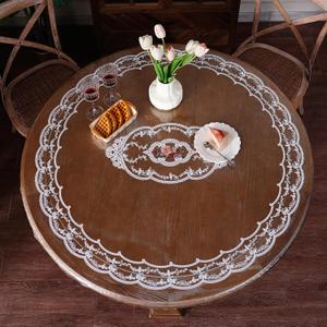 Clear Round Fitted Tablecloth with Elastic Waterproof Oli Proof Vinyl Plastic Table Cover Wipeable Table Protector for Home Picnic Outdoor (White, 36"-45" Round Tight Fit)