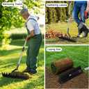 Thatch Rake for Lawns 21 Curved Steel Tines with 64'' Adjustable Metal Handle Handle Heavy Duty Dethatcher Rake for Garden Yard Farm Lawn Care Leveling Gathering Leaf Grass Removal (Black-2)