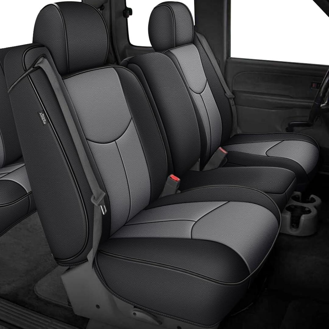 AOMSAZTO Car Seat Cover for Chevy Silverado/GMC Sierra 1500 (1999-2006) - Full Set Black+Gray Seat Covers