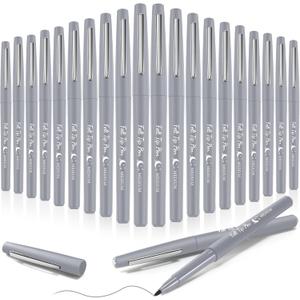 Fuyoooo 20 Pcs Felt Tip Pens 0.7mm Colored Felt Pens Marker Medium Point Journal Planner for Journaling Writing Note Taking Art Office Supplies, Light Grey