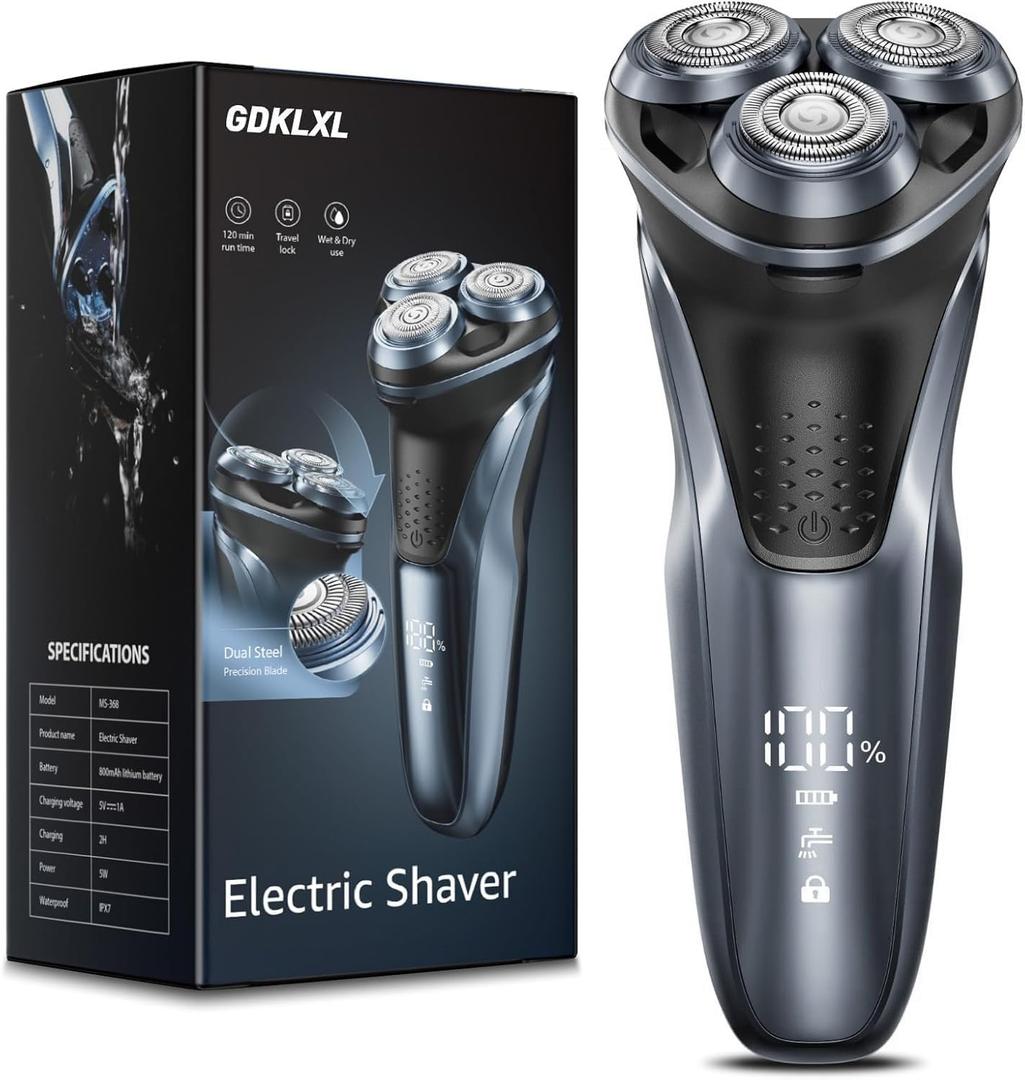 Electric Razor for Men, Electric Shaver for Men Face, with Pop Up Trimmer Waterproof Wet Dry Rechargeable Shaver
