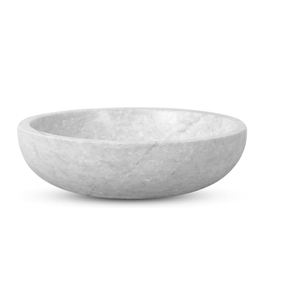 Travertine Decorative Bowl - 7.8 Diameter & 2 Height - Key Bowl for Entryway Table - Organic Modern Centerpiece - White/Gray
