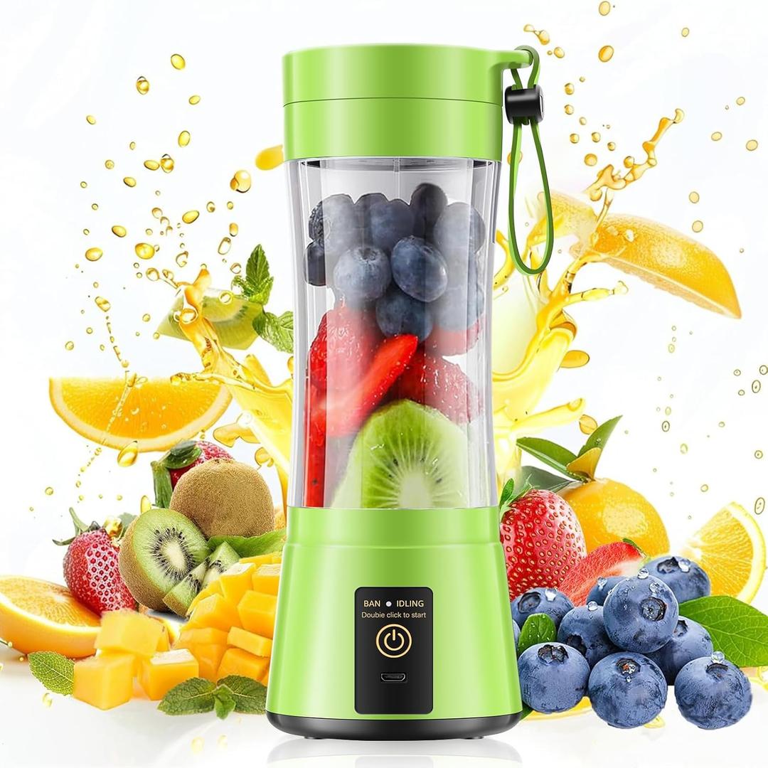 Portable Blender Personal Size Blender - Shakes and Smoothies, Cordless & USB Rechargeable, Lightweight with BPA-Free Cup Suit in Picnic/Sports/Office (Green)