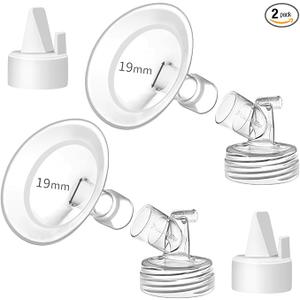 PumpMomus 19mm Soft Rim Flanges Compatible with Spectra S2 S1 9 Plus Breastpumps Accessories, Replacement Breast Shield and Duckbill Valves for Spectra Pump Parts and 19 Flange