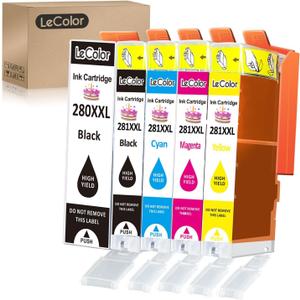 Lecolor 280XXL 281XXL 280 281 Compatible Ink Cartridge Replacement for Canon Ink 280 and 281 Ink, Use to PIXMA TS702 TR8620a TR7520 TR8520 TR8500 TR8600 TS6120 TS6220 TS9120