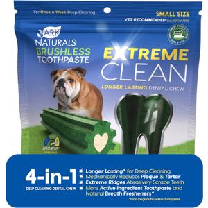 Ark Naturals Extreme Clean Brushless Toothpaste for Small Breeds, 12 oz Bag, Long-Lasting Dog Dental Chew with Toothpaste Center, Freshens Breath, Reduces Plaque & Tartar