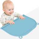 Large Silicone Suction Mat, 17" x 12" Thick Mats with Edge-Bumper, Raised Edge Leakproof, Non-Slip for Kids Toddler Baby Essentials Table Placemat, Restaurant Eating, Plates, Art, Craft & Painting, Set of 2