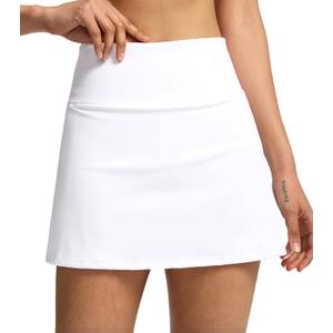 Soothfeel Tennis Skirts for Women High Waisted Golf Skirt with Shorts Pockets Workout Athletic Skort for Woman Casual (Small, White)