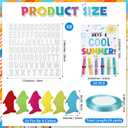 LemonRoad 24 Sets End of Year Gift Includes 24 Pcs Reusable Ice Lolly Sleeves, End of the Year Gifts Ice Pop Sleeves, with A-Z Heat Transfer Letters Cards Ribbon for Prizes Summer Party(Shark)