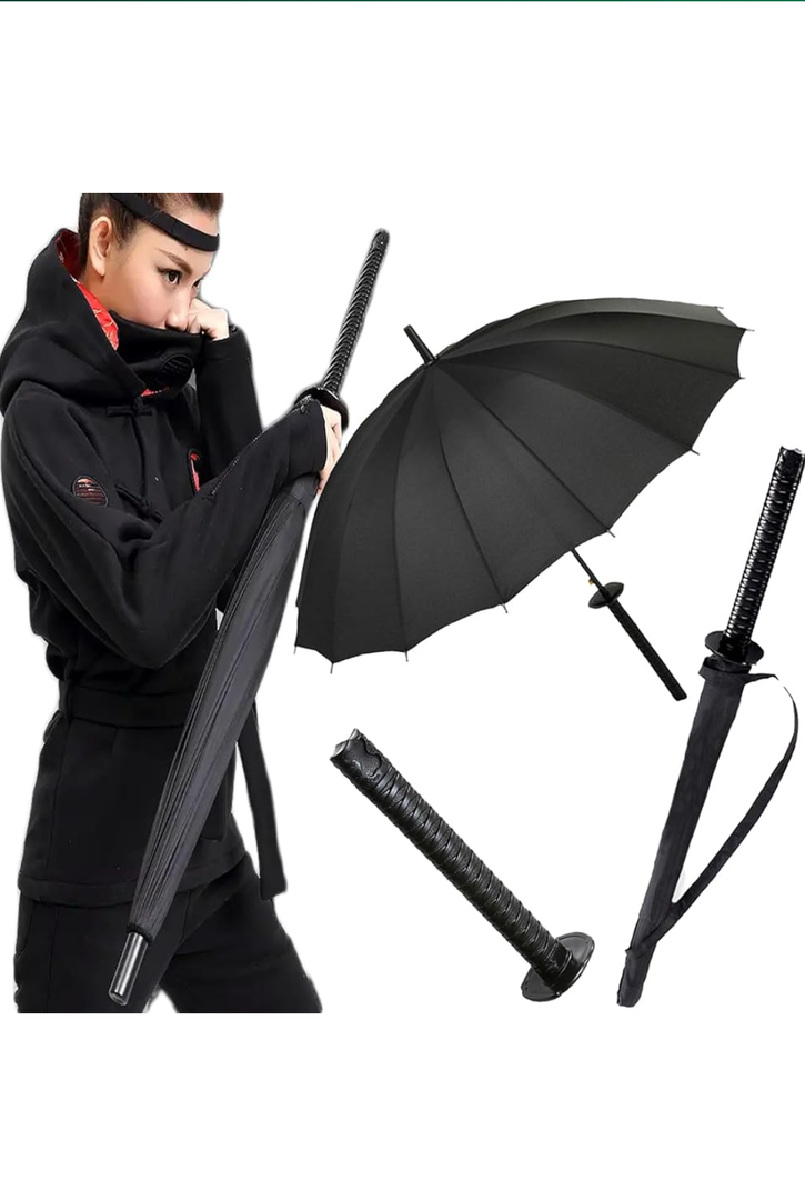 Samurai Umbrella Katana, Ninja Japanese Long Umbrella, Anime Cosplay Gifts for Men Cosplay Decoration, Windproof Stick Umbrella for Rain