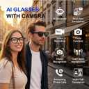 AI Smart Glasses with Camera, 8MP HD Bluetooth Camera Glasses,1080P Video Recording,Real Time Translation Sunglasses,AI Assistant,Object Recognition,Open-Ear Music for Travel, Meetings Vlog