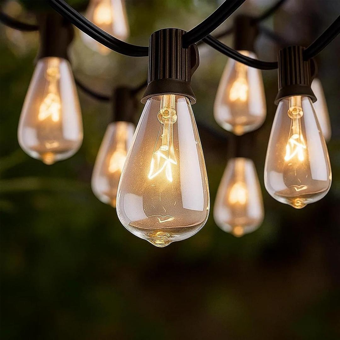 20Ft Outdoor String Lights,Edison Bulb String Lights with 22 Clear Edison Bulbs (2 Spare) UL Listed,Outdoor Patio Lights Waterproof for Outside Patio Backyard Party Deck Yard
