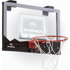 Silverback 23" LED Light-Up Over the Door Mini Basketball Hoop Includes Mini Basketball and Air Pump , Black
