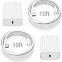 10FT iPad Charger Cord, 20W USB C Fast Charger with Long Charging Cable for iPad Pro 13/12.9/11 inch, iPad 10th Generation, iPad A16 11th Generation, iPad Air 13/11 inch/5th/4th, iPad mini 6/7th (White)