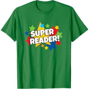 2 PCS Star Reader Super Reader T Shirt Kids Reading Award T-Shirt, Size M