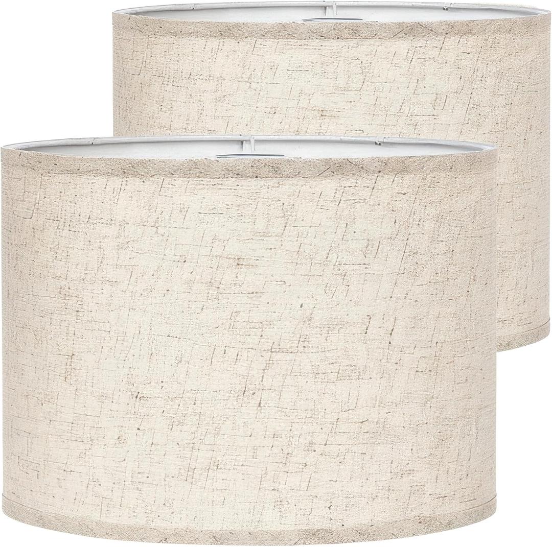 Lamp Shades Set of 2 Lampshades13 13 10 Fits Harp-Style Bedside & Floor Lamp shades Easy Assembly (Ships Rolled Flat) (Beige, Large)