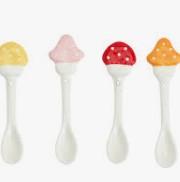 4 PCs Earthenware Mushroom Stir Spoons