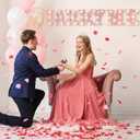 Roowest Marry Me Letters Light Proposal Decorations Set Includes 7 LED 6.3" x 5.5" Romantic Marry Me Sign and 1000 Rose Petals for Proposal Engagement Wedding Decor (Pink Light, Pink and Red)