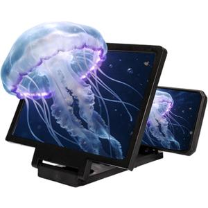 Big Screen Phone Magnifier,3D HD Mobile Phone Magnifier Projector Screen Enlarger for Movies,Foldable Cell Stand with Amplifier Supports All Smartphones(Black)