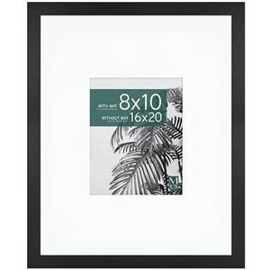 MCS Studio Gallery 16x20 Matted Photo Frame with 8x10 Picture Display, Black Woodgrain Vertical & Horizontal Wall Hanging Large Picture Frame for Photos & Art Prints (1-Pack)