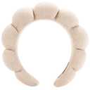 Spa Headbands for Washing Face or Facial, Makeup Headband for Women, Skincare Hair band, Puffy Terry Cloth Face Washing Head band for Maskup, Skin Treatment (Beige)