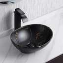 Davivy 16'' X 13.2'' Matte Black Oval Vessel Sink with Pop Up Drain,Bathroom Vessel Sinks,Bathroom Sinks Above Counter,Ceramic Vessel Sink,Counter top Sink,Black Sink Bowls for Bathroom