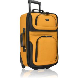U.S. Traveler Rio Lightweight Softside Rolling Carry-on Suitcase, 2-Wheel Single, Orange