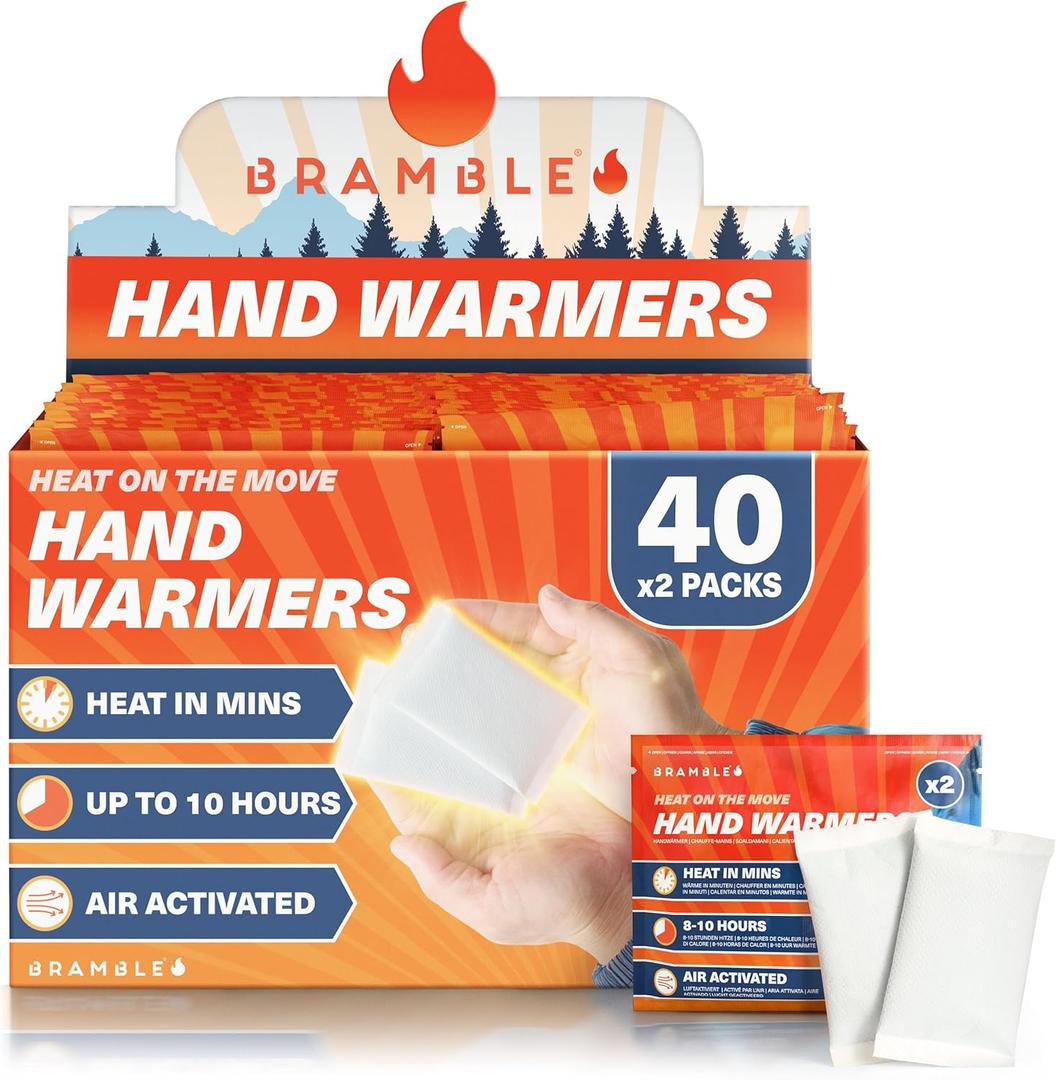 Bramble - Hand Warmers Disposable  Air-Activated Pocket Warmers for Hiking, Skiing, Camping, and Outdoor Activities  Provides Up to 10 Hours of Heat
