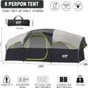 CAMPROS CP 8 Person Camping Tent, Room Divider, Rainfly, Weather Resistant, 168"L x 108"W x 72"H