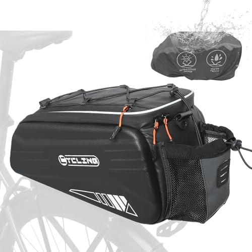Febabilo Bike Rack Bag-10L EVA Hard Shell Waterproof 3 in 1 Ebike Trunk Pannier Bag with Reflective Strip & Shoulder Strap for Commuter Travel Outdoor Cycling Accessories (Hard Shell with Rain Cover)