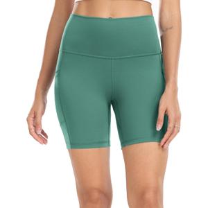 Colorfulkoala Women's High Waisted Biker Shorts with Pockets 6" Inseam Yoga Tummy Control Short (Medium)