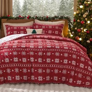 Bedsure Christmas Comforter Set Twin - Christmas Bed Set with Snowflakes, Soft Bedding for Holiday, 2 Pieces, 1 Soft Snowflake Printed Comforter and 1 Pillow Sham