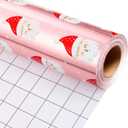2 x Retrify Christmas Pink Wrapping Paper - Mini Roll - 17 Inches x 32.8 Feet Cute Santa Claus Metallic Foil Shine Gift Wrap Paper Roll for Holiday Party Celebration
