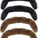 TCOTBE  60s 70s Self Adhesive Fake Short Brown Mustache Black Handlebar Mustache Cop Mustache Novelty False Facial Hair Detective Costume Sonny Bono TV Star Villaine Mustache Halloween Costume