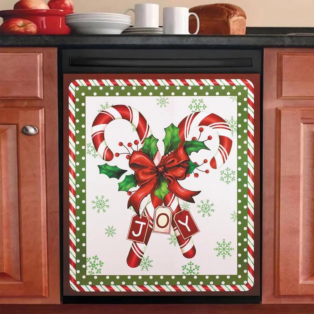 Christmas Decor Dishwasher Magnetic Covers for The Front, Refrigerator Magnets Snow Decal Cover Sticker for Fridge 23" W x 26" H