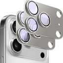 2 Pack Camera Lens Protector for iPhone 17 Pro [ Drop Protection ] AR Tempered Glass Strong Adsorption Metal Camera Cover Screen | Titanium Grey Finish