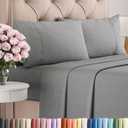 Cal King Size 4 Piece Sheet Set - Comfy Breathable & Cooling Sheets - Hotel Luxury Bed Sheets for Women & Men - Deep Pockets, Easy-Fit, Soft & Wrinkle Free Sheets - Heathered Grey Oeko-Tex Bed Sheets
