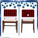CCINEE 6pcs Christmas Chair Back Cover, Black and Red Grid Chair Slipcovers Hat Buffalo Plaid Christmas Back Covers Christmas Dining Chair Protector Elastic for Dining Room Xmas Party Table Decor