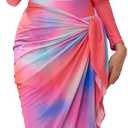 IDOPIP Muslim Burkini Swimsuit for Women's One Piece Swimsuit with Beach Skirt+Cover up Sarong+Pants 4PCS Bathing Suit (Medium, Pink + Purple)