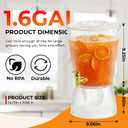 2 PCS 1.6 Gallon Drink dispenser,Plastic Water Dispenser with Detachable Base Iced Juice Container Unbreakable for Wedding Party，Counter Tops, No Mess, Easy to Assemble & Wash