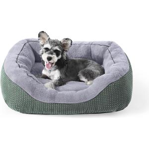 INVENHO Small Dog Bed Washable Orthopedic Calming Warming Durable Pet Bed with Anti-Slip Bottom (S (20"x19"x6"), Green)