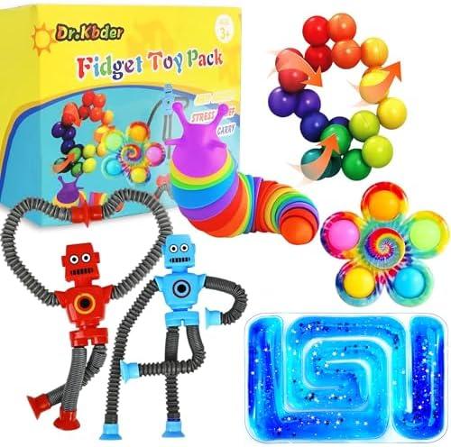 6Pack Sensory Autism Toys for Tollder Kids, Easter Basket Stuffers Autistic Travel Airplane Road Trip Restaurant Toy for Age 3-5 5-7 Fidget Classroom Must Have ADHD Valentines Day Gifts