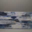 Blue Gray Abstract Canvas Wall Art Haze Blue Painting Textured Navy and Silver Pictures for Bedroom Abstract Skyline Artwork Living Room Wall Dcor 40x20 Inch (40L" x 20W", Blue Silver)
