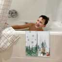 Winter Decor Deer Green Tree Snow Christmas Kitchen Towels,16x24 Inches Set of 2,Tea Towels Dish Towels Hand Towels for Home Kitchen Farmhouse Bathroom Decor.(027)