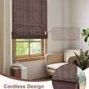 30''W X 72''H Cordless Bamboo Roman Shades, Light Filtering Roll Up Bamboo Blinds for Interior Window Home Patio Porch, Drak Brown