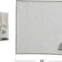 Creative Co-Op Cotton Napkins with Embroidered Tree and Edge, Natural and Green, Set of 4