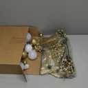 Sratte 94 Pcs Christmas Tree Decorations Set, Christmas Tree Ball Ornaments Glitter Poinsettia Flowers Decorations Glitter Berries Stems for Xmas Holiday Wedding(White, Gold)