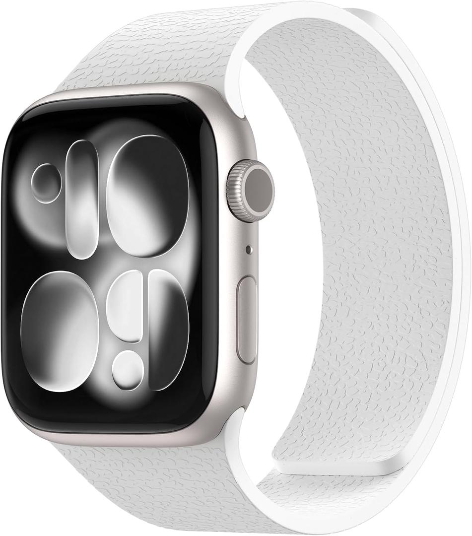 Magnetic Silicone Band Compatible with Apple Watch Band Ultra 3/2/1 & SE 3/2/1 & Series 11 10 9 8 7 6 5 4 3 49mm 46mm 45mm 44mm Strong Magnetic Clasp, Waterproof & Adjustable (White)